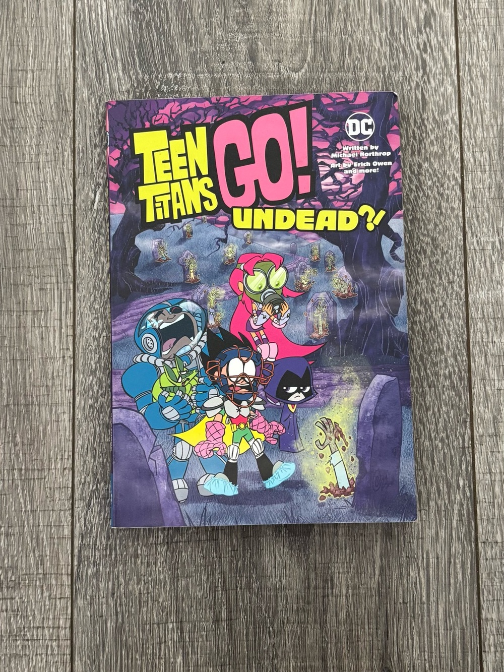 DC Teen Titans Go! Undead? Graphic Cover in Purple, Pink and Yellow
